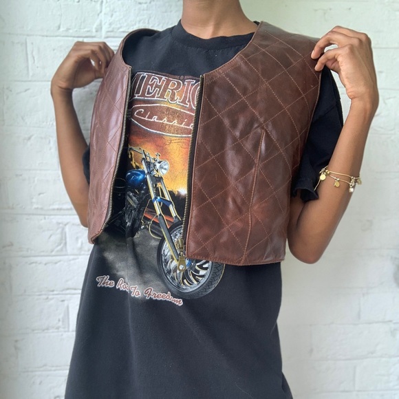 Vintage Campagnie Express Leather Vest - Picture 5 of 6